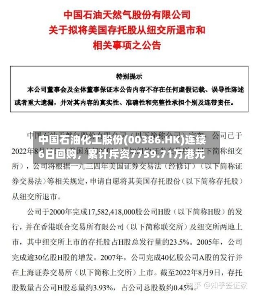 中国石油化工股份(00386.HK)连续6日回购，累计斥资7759.71万港元-第1张图片